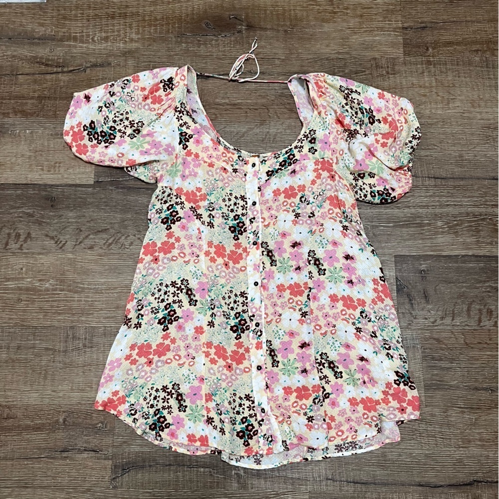 Free People Floral Callie Tunic Dress Vintage Combo Size Small - Picture 9 of 9